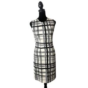 J.McLaughlin Devon Plaid Sleeveless‎ Sheath Dress Size XS Stretch Office Retro